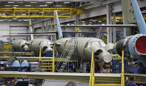 A view of the jet assembly line at Cessna at their manufacturing plant in Wichita, Kansas March 12, 2013. REUTERS/Jeff Tuttle A view of the jet assembly line at Cessna at their manufacturing plant in Wichita, Kansas March 12, 2013. REUTERS/Jeff Tuttle