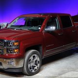 General Motors displays its 2014 Chevrolet Silverado full-size pickup truck after unveiling it and the 2014 GMC Sierra full-size pickup in P General Motors displays its 2014 Chevrolet Silverado full-size pickup truck after unveiling it and the 2014 GMC Sierra full-size pickup in P