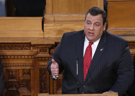 New Jersey Governor Chris Christie gives his State of the State address in the assembly chamber in Trenton, New Jersey, January 8, 2013. REU New Jersey Governor Chris Christie gives his State of the State address in the assembly chamber in Trenton, New Jersey, January 8, 2013. REU