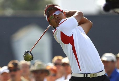Hideki Matsuyama of Japan hits his tee shot on the first hole during first round play in the 2012 Masters Golf Tournament at the Augusta Nat Hideki Matsuyama of Japan hits his tee shot on the first hole during first round play in the 2012 Masters Golf Tournament at the Augusta Nat
