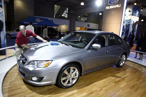A 2008 Subaru Legacy is polished at the New York International Auto Show in New York April 4, 2007. REUTERS/Keith Bedford A 2008 Subaru Legacy is polished at the New York International Auto Show in New York April 4, 2007. REUTERS/Keith Bedford