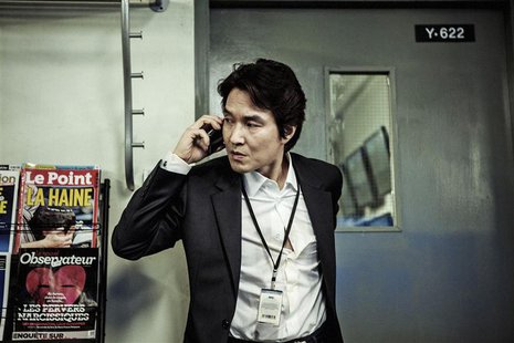 Actor Han Suk-kyu, who plays the role of Jung Jin-soo in the movie "The Berlin File", is seen in this undated movie still photograph provide Actor Han Suk-kyu, who plays the role of Jung Jin-soo in the movie "The Berlin File", is seen in this undated movie still photograph provide