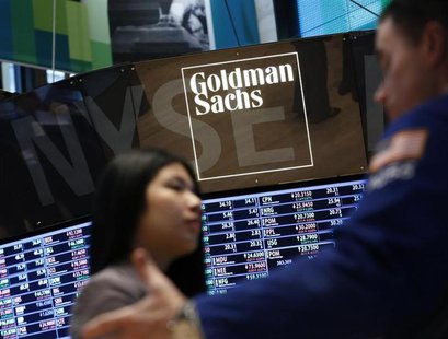 A Goldman Sachs sign is seen on the floor at the New York Stock Exchange, March 15, 2013. REUTERS/Brendan McDermid A Goldman Sachs sign is seen on the floor at the New York Stock Exchange, March 15, 2013. REUTERS/Brendan McDermid