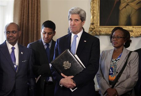 U.S. Secretary of State John Kerry (2nd R) attends a meeting of President Barack Obama with African leaders at the White House in Washington U.S. Secretary of State John Kerry (2nd R) attends a meeting of President Barack Obama with African leaders at the White House in Washington