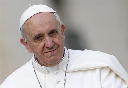Pope Francis arrives to lead a weekly general audience in Saint Peter's Basilica, at the Vatican April 3, 2013. REUTERS/Stefano Rellandini Pope Francis arrives to lead a weekly general audience in Saint Peter's Basilica, at the Vatican April 3, 2013. REUTERS/Stefano Rellandini