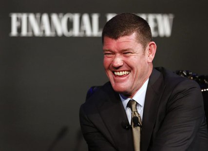 Australian Businessman and founder of Australia's Crown Ltd, James Packer laughs while answering questions at an evening business event in S Australian Businessman and founder of Australia's Crown Ltd, James Packer laughs while answering questions at an evening business event in S