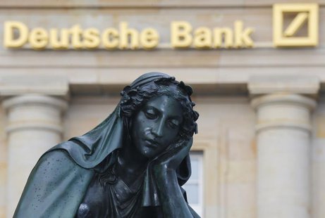 A statue is pictured in front of the former head quarters of Germany's largest business bank, Deutsche Bank in Frankfurt, January 28, 2013. A statue is pictured in front of the former head quarters of Germany's largest business bank, Deutsche Bank in Frankfurt, January 28, 2013.