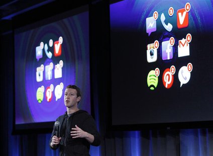 Mark Zuckerberg, Facebook's co-founder and chief executive speaks during a Facebook press event in Menlo Park, California, April 4, 2013. RE Mark Zuckerberg, Facebook's co-founder and chief executive speaks during a Facebook press event in Menlo Park, California, April 4, 2013. RE