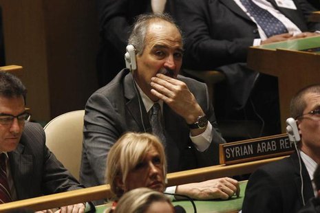 Bashar Ja'afari, Syrian Ambassador to the United Nations, listens as U.S. President Barack Obama addresses the 67th United Nations General A Bashar Ja'afari, Syrian Ambassador to the United Nations, listens as U.S. President Barack Obama addresses the 67th United Nations General A