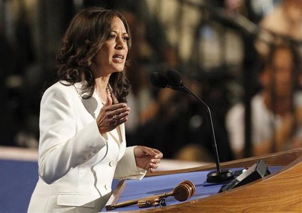 California Attorney General Kamala Harris addresses the second session of the Democratic National Convention in Charlotte, North Carolina Se California Attorney General Kamala Harris addresses the second session of the Democratic National Convention in Charlotte, North Carolina Se