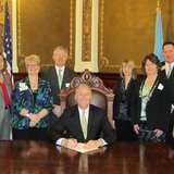 S.D. Governor Dennis Daugaard signs SB 235, creating the Housing Opportunity Fund. - Photo by SDHOF S.D. Governor Dennis Daugaard signs SB 235, creating the Housing Opportunity Fund. - Photo by SDHOF
