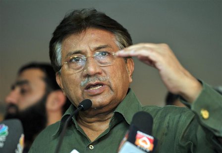 Pakistan's former President Pervez Musharraf speaks during a news conference in Dubai March 23, 2013. REUTERS/Mohammad Abu Omar Pakistan's former President Pervez Musharraf speaks during a news conference in Dubai March 23, 2013. REUTERS/Mohammad Abu Omar