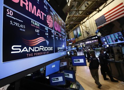 An electronic display identifies the post that trades SandRidge Energy stock on the floor of the New York Stock Exchange January 11, 2013. P An electronic display identifies the post that trades SandRidge Energy stock on the floor of the New York Stock Exchange January 11, 2013. P