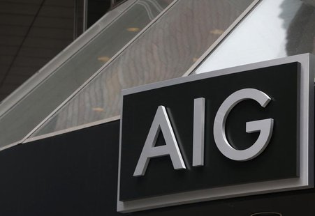 A new sign is displayed over the entrance to the AIG headquarters offices in New York's financial district, January 9, 2013. REUTERS/Brendan A new sign is displayed over the entrance to the AIG headquarters offices in New York's financial district, January 9, 2013. REUTERS/Brendan