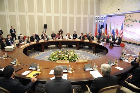 Participants from the U.S., Russia, China, France, Britain and Germany prepare to start talks with Iranian negotiators in Almaty April 5, 20 Participants from the U.S., Russia, China, France, Britain and Germany prepare to start talks with Iranian negotiators in Almaty April 5, 20