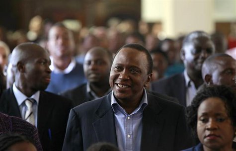 Kenya's newly elected President Uhuru Kenyatta attends the Easter Mass at the Saint Austin's Catholic church in the capital Nairobi, March 3 Kenya's newly elected President Uhuru Kenyatta attends the Easter Mass at the Saint Austin's Catholic church in the capital Nairobi, March 3