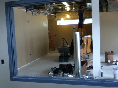 Portage County Dispatch Center under construction in former Emergency Management office. This view is towards the future dispatch work area from the Communications Director's office. Portage County Dispatch Center under construction in former Emergency Management office. This view is towards the future dispatch work area from the Communications Director's office.