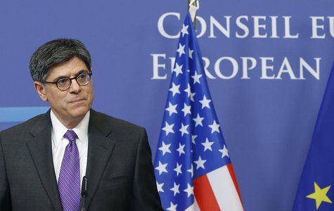 U.S. Treasury Secretary Jack Lew addresses a news conference after meeting European Council President Herman Van Rompuy (not pictured) in Br U.S. Treasury Secretary Jack Lew addresses a news conference after meeting European Council President Herman Van Rompuy (not pictured) in Br