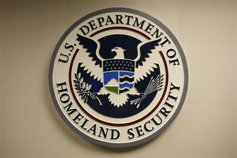 U.S. Department of Homeland Security emblem is pictured at the National Cybersecurity & Communications Integration Center (NCCIC) located ju U.S. Department of Homeland Security emblem is pictured at the National Cybersecurity & Communications Integration Center (NCCIC) located ju