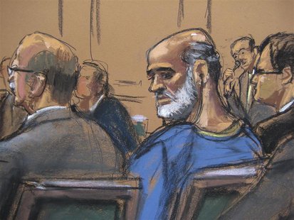 An artist sketch shows Suleiman Abu Ghaith, a son-in-law of Osama bin Laden and one of the highest-ranking al Qaeda figures to be brought to An artist sketch shows Suleiman Abu Ghaith, a son-in-law of Osama bin Laden and one of the highest-ranking al Qaeda figures to be brought to