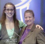 NCAA National D3 Player of the Year Sam Barber and UW-Stevens Point Women's Head Basketball Coach Shirley Egner