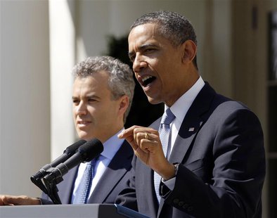 U.S. President Barack Obama delivers remarks on the budget alongside acting Director of Office Management and Budget Jeff Zients, in the Ros U.S. President Barack Obama delivers remarks on the budget alongside acting Director of Office Management and Budget Jeff Zients, in the Ros