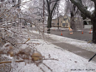 Downed tree limbs and power lines at N. Outagamie St. and W. Franklin St. in Appleton, Wednesday, April 10, 2013. (courtesy of FOX 11). Downed tree limbs and power lines at N. Outagamie St. and W. Franklin St. in Appleton, Wednesday, April 10, 2013. (courtesy of FOX 11).