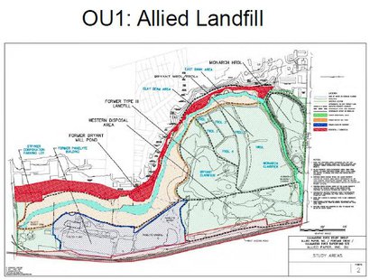 Its a landfill with a creek that runs through it. The fear is that eventually it will end up back in the creek, which then flows to the river. Its a landfill with a creek that runs through it. The fear is that eventually it will end up back in the creek, which then flows to the river.