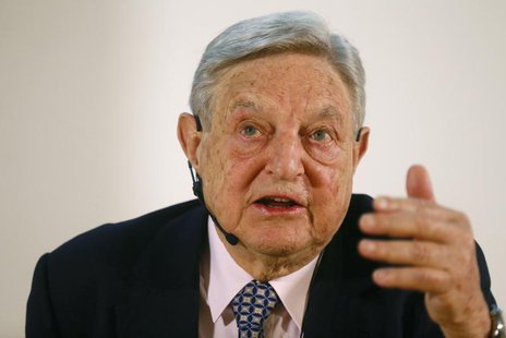 George Soros, Chairman of Soros Fund Management LLC gestures as he addresses the audience during an economic speech in Frankfurt April 9, 20 George Soros, Chairman of Soros Fund Management LLC gestures as he addresses the audience during an economic speech in Frankfurt April 9, 20