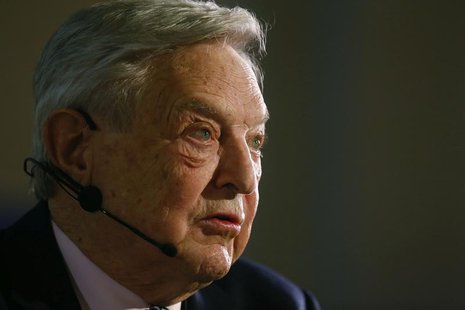 George Soros, Chairman of Soros Fund Management LLC addresses the audience during an economic speech in Frankfurt April 9, 2013, on the topi George Soros, Chairman of Soros Fund Management LLC addresses the audience during an economic speech in Frankfurt April 9, 2013, on the topi