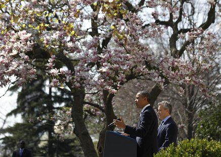 U.S. President Barack Obama delivers remarks on the budget alongside acting Director of Office of Management and Budget Jeff Zients, in the U.S. President Barack Obama delivers remarks on the budget alongside acting Director of Office of Management and Budget Jeff Zients, in the