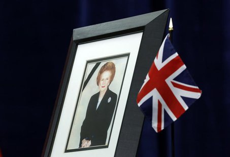 A portrait of former British prime minister Margaret Thatcher is pictured at the British High Commission in Ottawa April 9, 2013. REUTERS/Ch A portrait of former British prime minister Margaret Thatcher is pictured at the British High Commission in Ottawa April 9, 2013. REUTERS/Ch