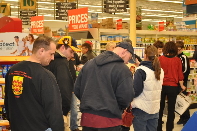 The line wrapped around a bunch of isles