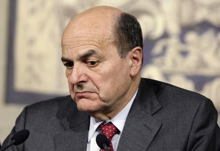 Italian center-left leader Pier Luigi Bersani speaks after meeting with Italian President Giorgio Napolitano at Quirinale palace in Rome Mar Italian center-left leader Pier Luigi Bersani speaks after meeting with Italian President Giorgio Napolitano at Quirinale palace in Rome Mar
