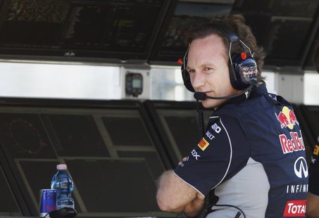 Red Bull Formula One team principal Christian Horner looks on during the second practice session of the Australian F1 Grand Prix at the Albe Red Bull Formula One team principal Christian Horner looks on during the second practice session of the Australian F1 Grand Prix at the Albe