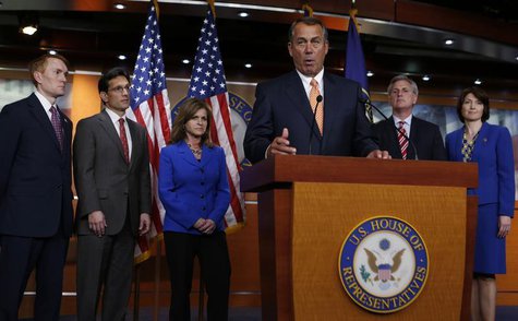 U.S. Speaker of the House John Boehner speaks after meeting with the House Republican Conference members on Capitol Hill in Washington, Marc U.S. Speaker of the House John Boehner speaks after meeting with the House Republican Conference members on Capitol Hill in Washington, Marc