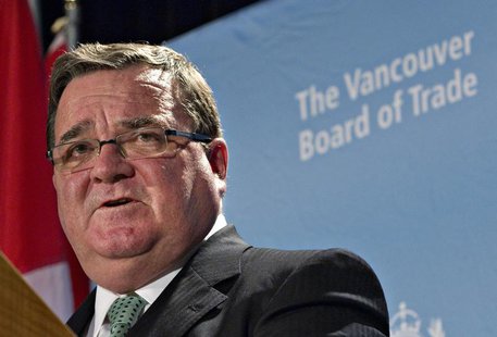 Canadian Finance Minister Jim Flaherty addresses the Vancouver Board of Trade in Vancouver, British Columbia March 22, 2013. REUTERS/Andy Cl Canadian Finance Minister Jim Flaherty addresses the Vancouver Board of Trade in Vancouver, British Columbia March 22, 2013. REUTERS/Andy Cl