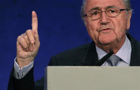 FIFA President Sepp Blatter makes a speech during the "Sports, Business and Ethics - a Situation Analysis" congress held by FIFA's subsidiar FIFA President Sepp Blatter makes a speech during the "Sports, Business and Ethics - a Situation Analysis" congress held by FIFA's subsidiar