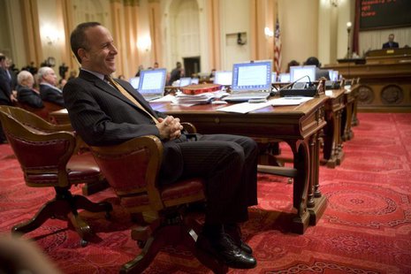California Senate President Darrell Steinberg smiles in the State Senate Chambers as he and fellow Democrats work to gather the necessary vo California Senate President Darrell Steinberg smiles in the State Senate Chambers as he and fellow Democrats work to gather the necessary vo