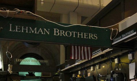 The Lehman Brothers booth on the trading floor of the New York Stock Exchange, is shown in this September 16, 2008 file photo. REUTERS/Brend The Lehman Brothers booth on the trading floor of the New York Stock Exchange, is shown in this September 16, 2008 file photo. REUTERS/Brend