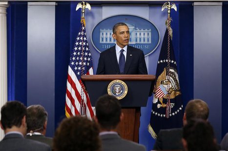 U.S. President Barack Obama talks about the bomb blast at the finish line of the Boston Marathon while in the Brady Press Briefing Room at t U.S. President Barack Obama talks about the bomb blast at the finish line of the Boston Marathon while in the Brady Press Briefing Room at t