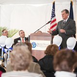 GVSU President Thomas Haas speaks during the ceremonial ground breaking of a new science building on the Allendale Campus on Apr. 15, 2013. (photo courtesy Grand Valley State University)