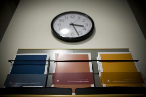 Retirement plan brochures are seen on display at the Calpers regional office in Sacramento, California October 21, 2009. REUTERS/Max Whittak Retirement plan brochures are seen on display at the Calpers regional office in Sacramento, California October 21, 2009. REUTERS/Max Whittak