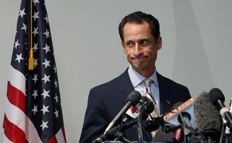 File photo of Anthony Weiner announcing that he will resign from the United States House of Representatives during a news conference in Broo File photo of Anthony Weiner announcing that he will resign from the United States House of Representatives during a news conference in Broo