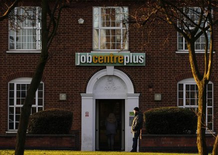 A man stands outside a state Job Centre employment office in Coalville, central England, December 14, 2011. REUTERS/Darren Staples A man stands outside a state Job Centre employment office in Coalville, central England, December 14, 2011. REUTERS/Darren Staples