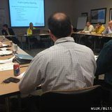 Cellcom Green Bay Marathon Executive Director Sean Ryan (in yellow jacket) sits next to Bellin Run Executive Director Randy Van Straten at a race public safety meeting April 17, 2013 in Allouez. (courtesy of FOX 11). Cellcom Green Bay Marathon Executive Director Sean Ryan (in yellow jacket) sits next to Bellin Run Executive Director Randy Van Straten at a race public safety meeting April 17, 2013 in Allouez. (courtesy of FOX 11).