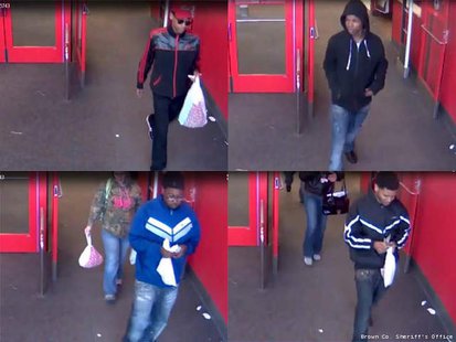 Suspects caught on video surveillance at Target in Bellevue on April 11th. (Photo courtesy of Fox 11 WLUK-TV) Suspects caught on video surveillance at Target in Bellevue on April 11th. (Photo courtesy of Fox 11 WLUK-TV)