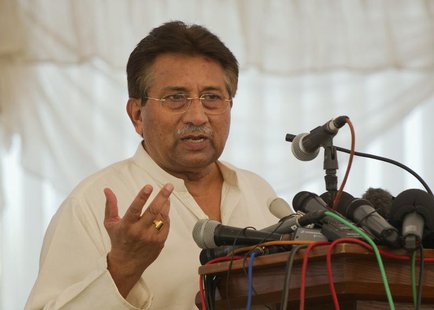 Pakistan's former President and head of the All Pakistan Muslim League (APML) political party Pervez Musharraf speaks as he unveils his part Pakistan's former President and head of the All Pakistan Muslim League (APML) political party Pervez Musharraf speaks as he unveils his part