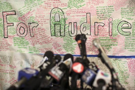 A message board for Audrie Pott is shown at a news conference in San Jose, California April 15, 2013. REUTERS/Robert Galbraith A message board for Audrie Pott is shown at a news conference in San Jose, California April 15, 2013. REUTERS/Robert Galbraith