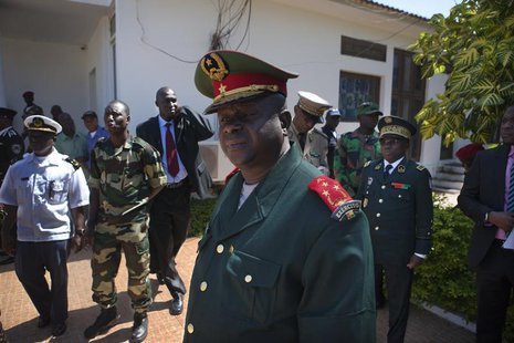 Guinea-Bissau armed forces chief-of-staff General Antonio Indjai (C) leaves a meeting with the president and the regional body of the Econom Guinea-Bissau armed forces chief-of-staff General Antonio Indjai (C) leaves a meeting with the president and the regional body of the Econom